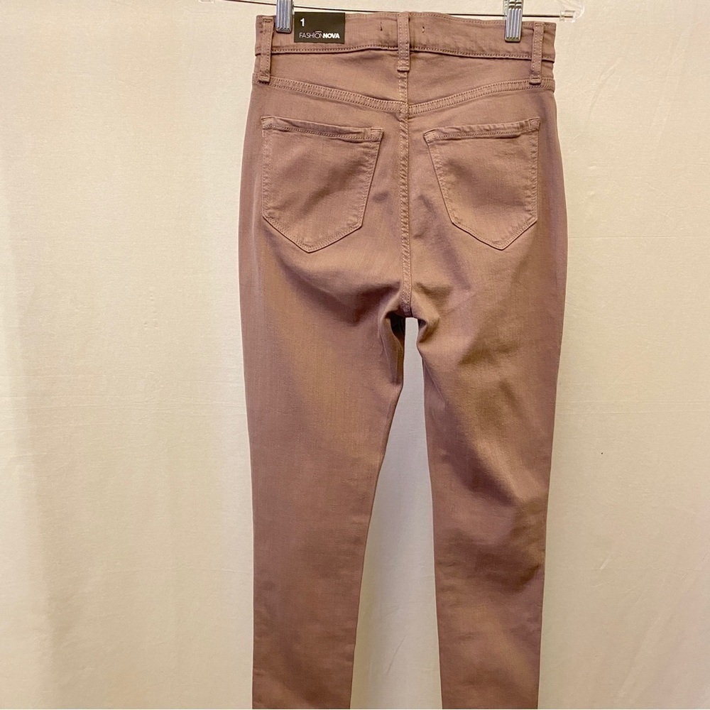 Fashion Nova NWT Santorini Super Stretch Skinny Jeans Size 1 Mocha Light Brown - Picture 9 of 10